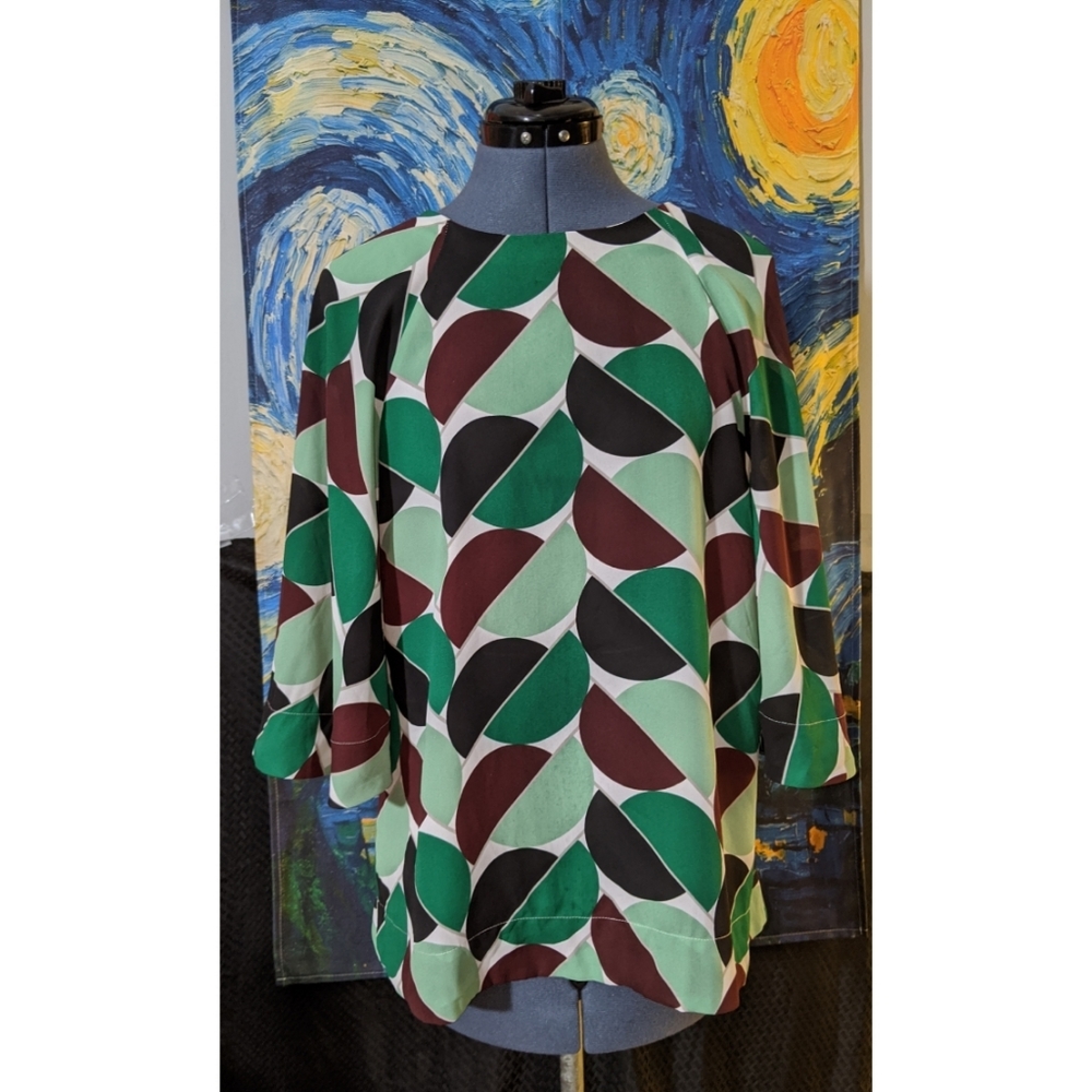 ANN TAYLOR Retro Circle Pattern Blouse
